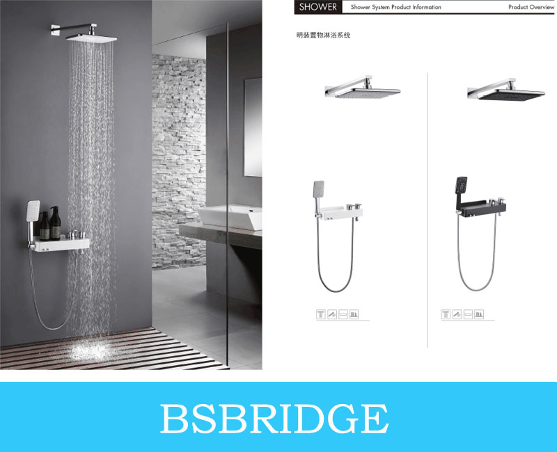 BSBRIDGE brass shower faucet set with shelf design BSBRIDGE brass shower faucet set with shelf design