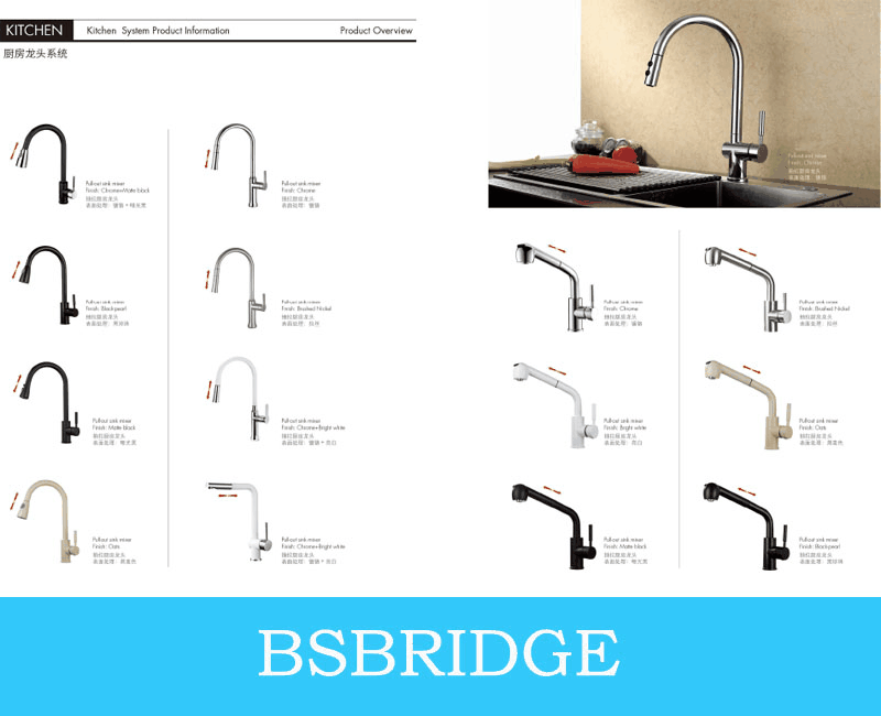 BSBRIDGE brass pull-out shower kitchen faucet with composite material structure