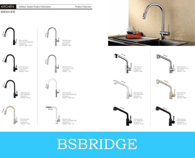 BSBRIDGE brass pull-out shower kitchen faucet with composite material structure BSBRIDGE brass pull-out shower kitchen faucet with composite material structure